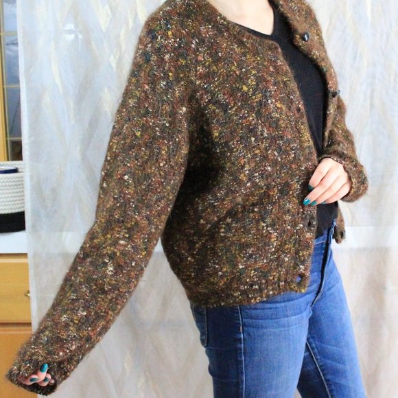 Vintage cottage core multi color popcorn knit sweater cardigan - Picture 5 of 9